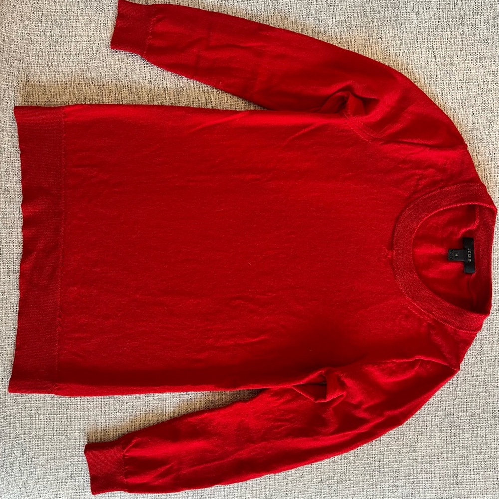 J. Crew Red Crew Neck Sweater Merino wool, Timeless